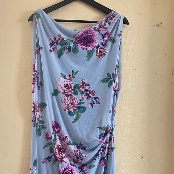 NWT Free People Always The One Mesh Midi Slip Dress S/P Blue Floral Ruched - Picture 9 of 9